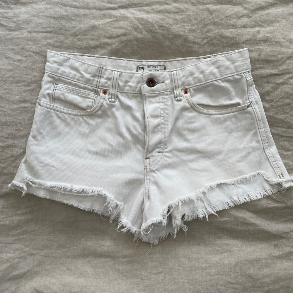 Free People White Denim Jean Shorts